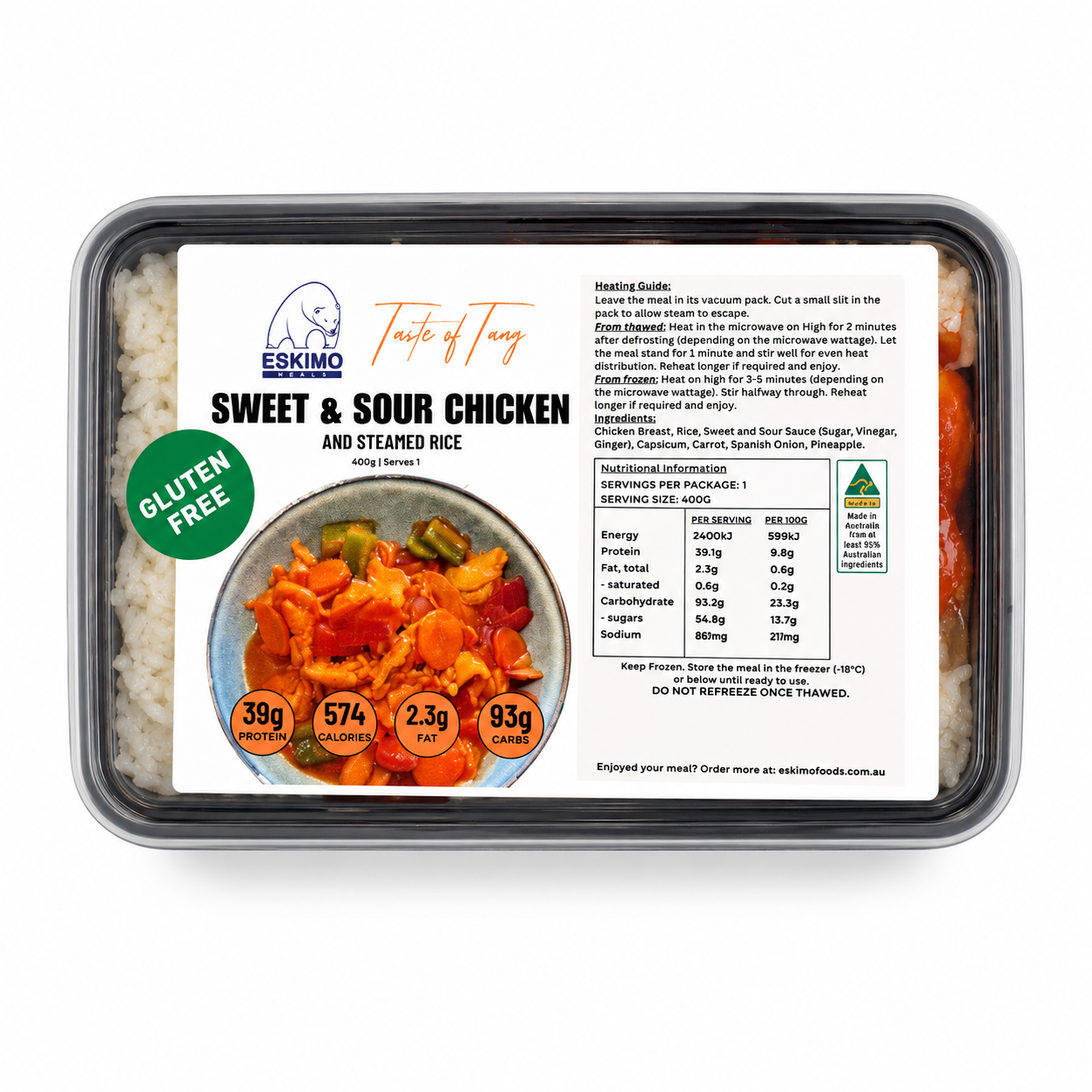 Gluten Free Sweet and Sour Chicken and steamed rice