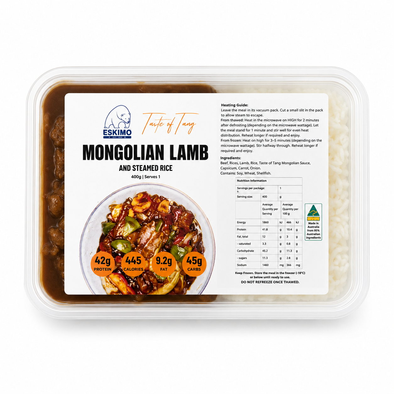 Mongolian Lamb and steamed rice