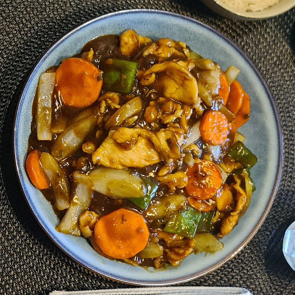 Mongolian Chicken and steamed rice