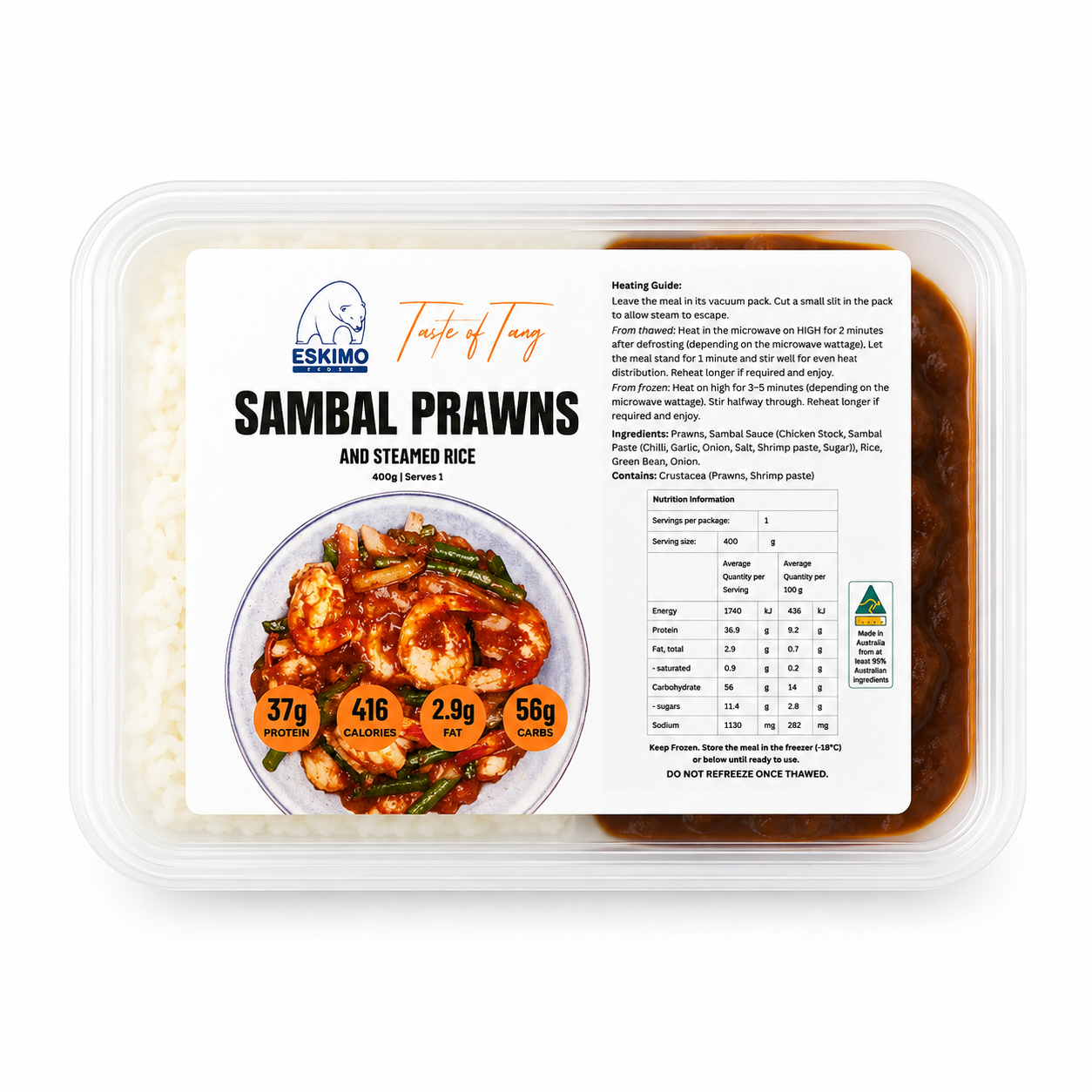 Prawns with Sambal Sauce and steamed rice