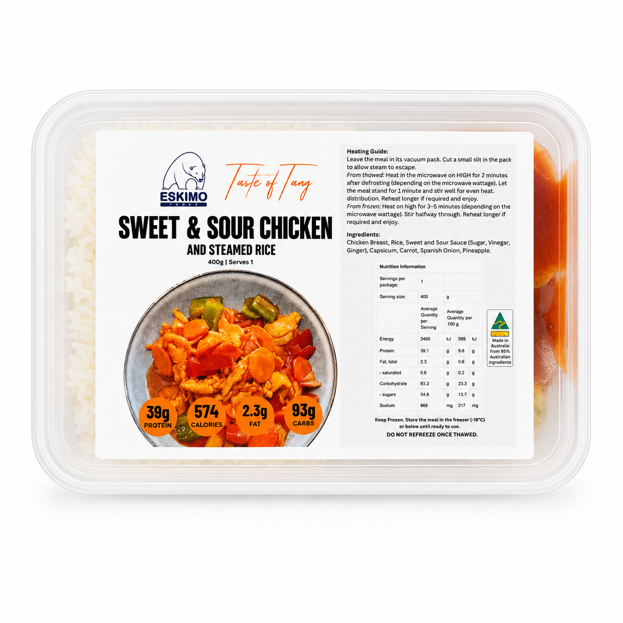 Sweet and Sour Chicken and steamed rice