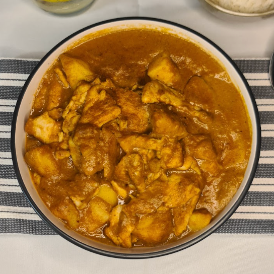 Gluten Free Malaysian Red Curry Chicken and steamed rice