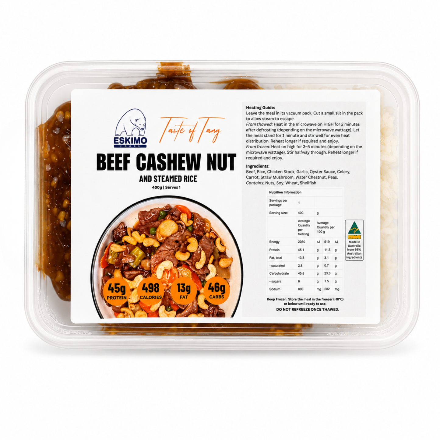 Beef and Cashew Nuts and steamed rice