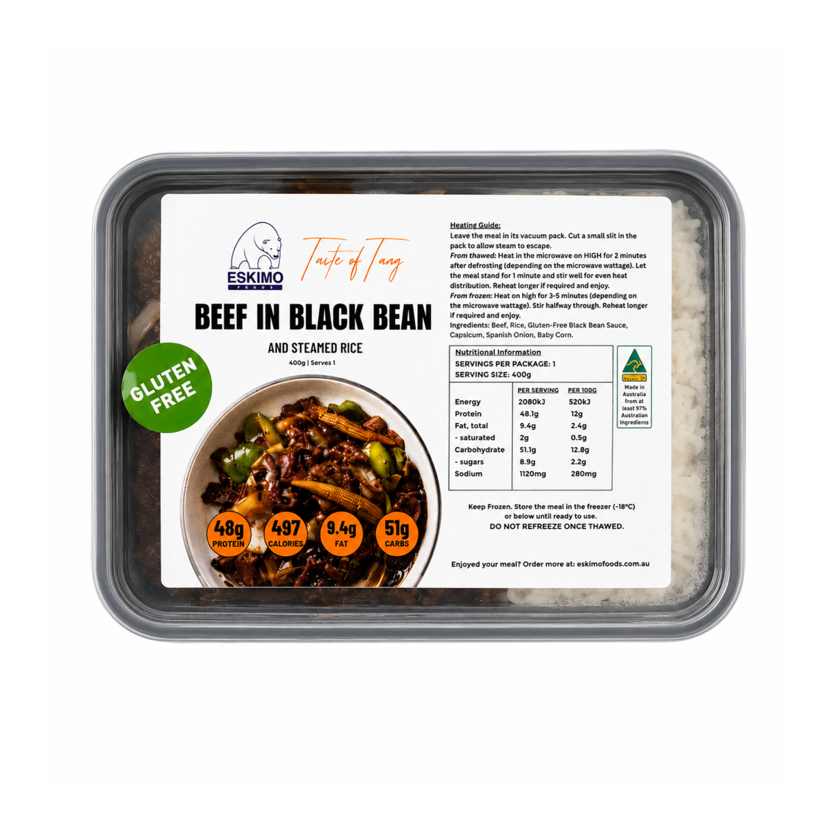 Gluten Free Beef and Black Bean Sauce and steamed rice
