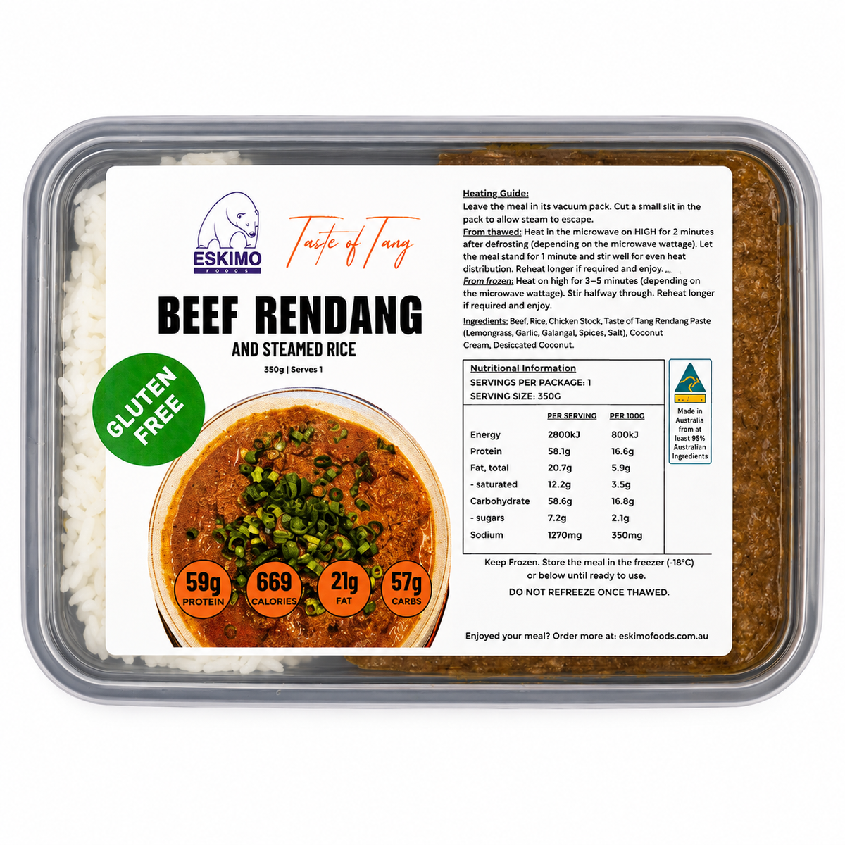 Gluten Free Beef Rendang and steamed rice