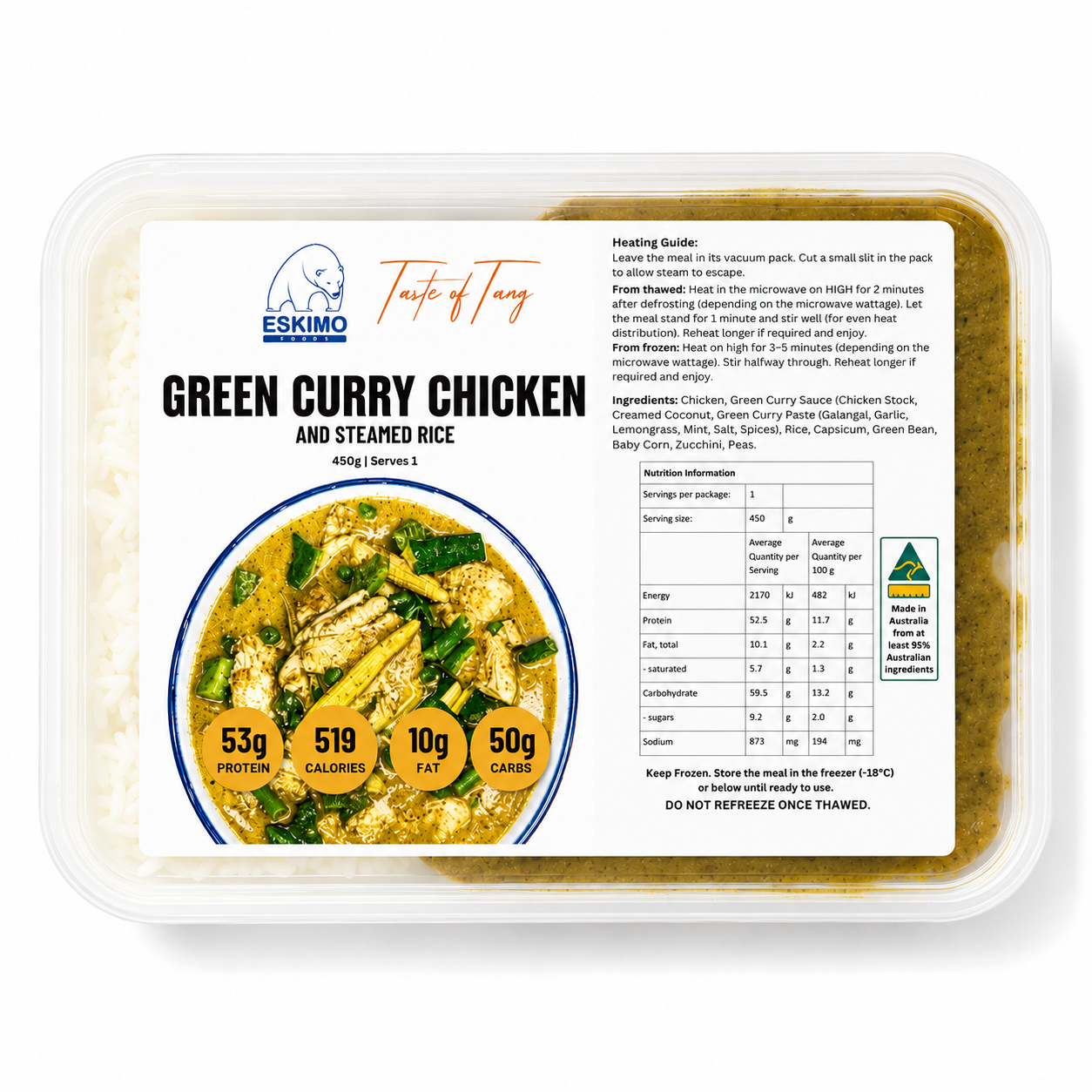 Malaysian Green Curry Chicken and steamed rice
