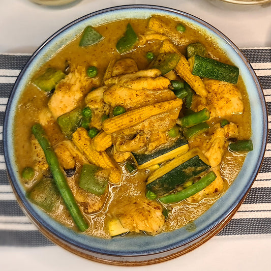 Malaysian Green Curry Chicken and steamed rice