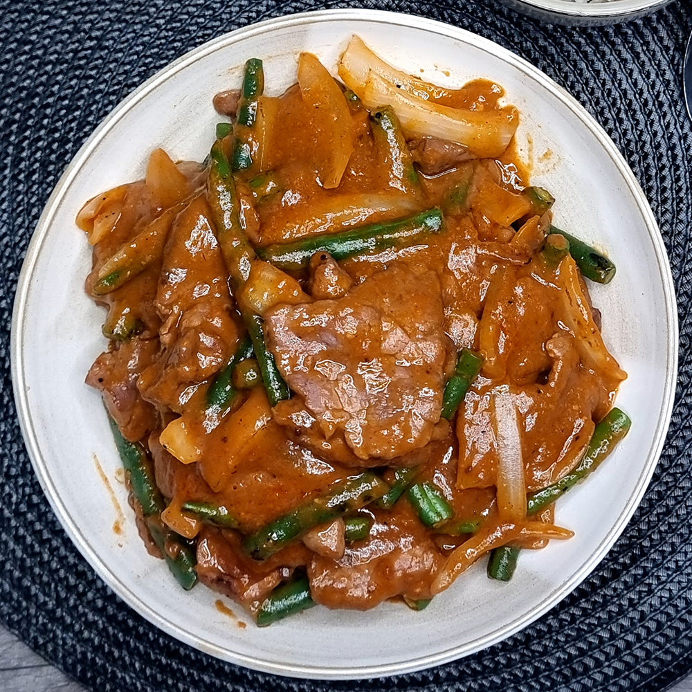 Malaysian Satay Beef and steamed rice