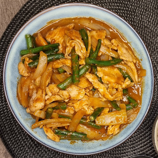 Malaysian Satay Chicken and steamed rice