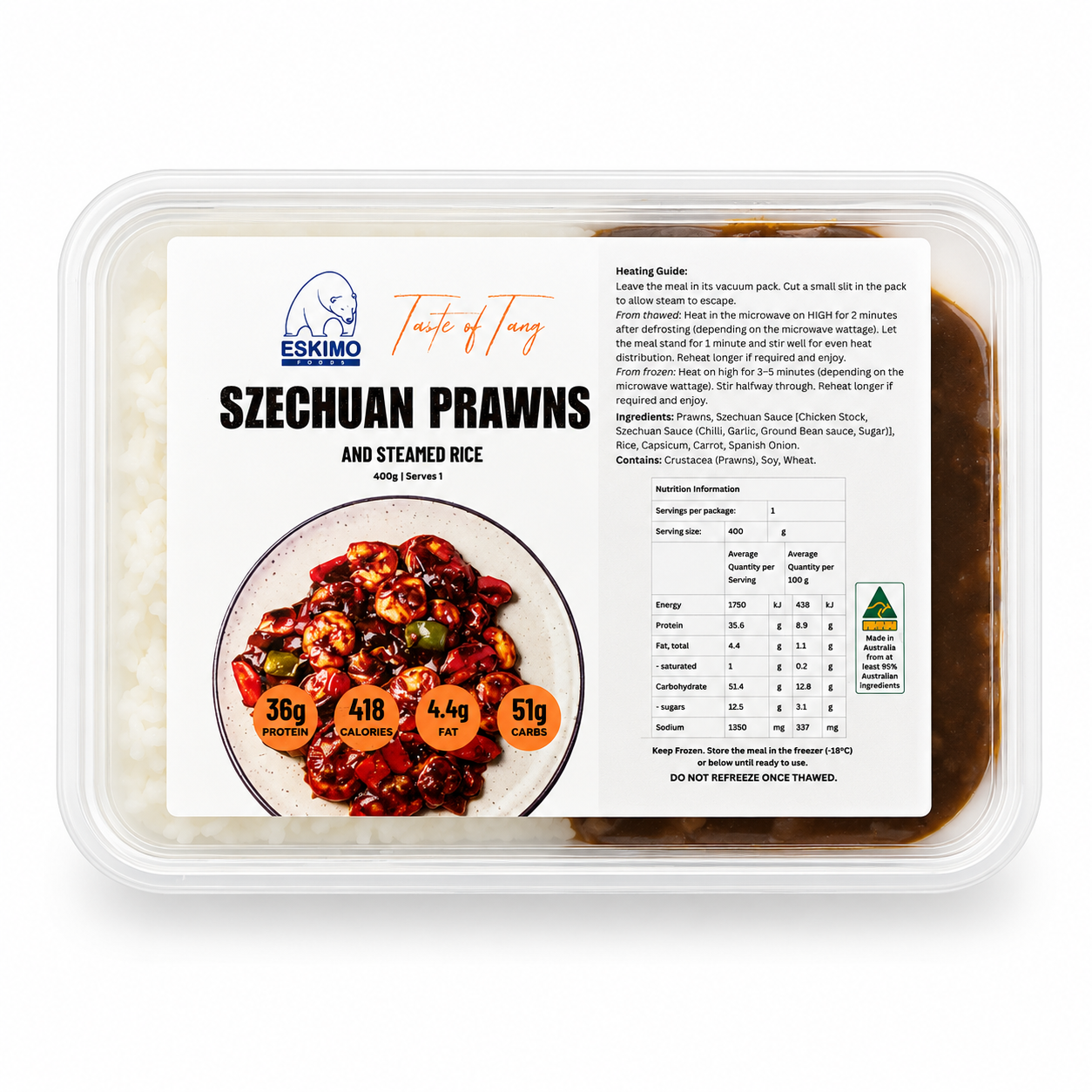 Szechuan Prawn and steamed rice