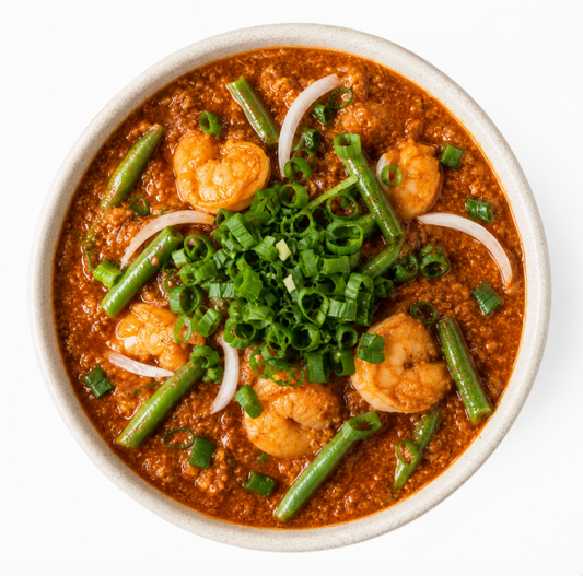 Gluten Free Singapore Chilli Prawns and steamed rice